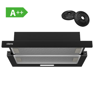 Ciarra Hotte Tiroir Téléscopique 60cm 370m³/h Classe A++ Inox CBCB6906D-OW